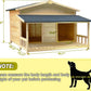 Large Outdoor Wooden Dog House – Weatherproof Double Kennel with Asphalt Roof & Covered Porch, Ideal for Medium to Large Breeds