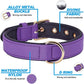 Didog Soft Padded Dog Collars for Medium Dogs, Lightweight and Breathable Purple Dog Collar with Metal Buckle, Purple, L