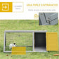 PawHut 46" x 24" Wooden A-Frame Outdoor Rabbit Hutch, Small Animal Cage, Bunny Hutch with Outside Run & Ventilating Wire, Gray