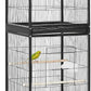 PawHut Large Bird Cage with 1.7 ft. Width for Wingspan, Bird Aviary Indoor with Multi - Door Design, Fit for a Canary, Finch, Conure, 55", Black