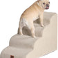 EHEYCIGA Curved Dog Stairs Ramp for High Beds 19.7" H, 4-Step Dog Steps for Small Dogs and Cats, Pet Stairs for High Bed Climbing, Non-Slip Balanced Pet Step Indoor, Beige