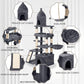 Large Cat Tree Tower for Large Cats, Cat Scratching Post, Self Grooming Post, Interactive Cat Toys, Oversized Perch and Basket, Heavy Duty 72", Dark Grey