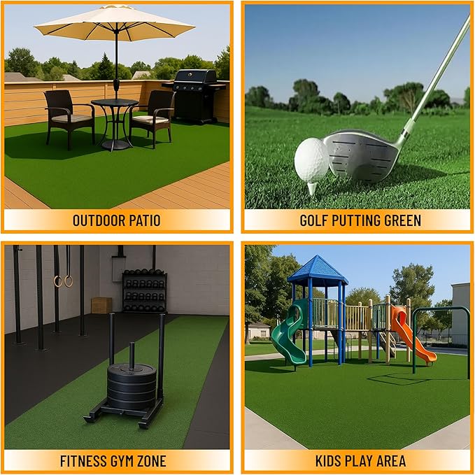 Ottomanson Artificial Turf Golf Hitting Mat 3' x 15' Indoor/Outdoor Waterproof Synthetic Fake Grass for Putting Practice Baseball Football Sports Gym Backyard, Custom Size 2' up to 30'