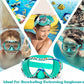 Kids Swim Goggles with Nose Cover, 180° Panoramic Snorkel Mask with Anti-Fog & Anti-Leak Design, Comfort Fabric Strap UV Protection Lens for Boys Girls Ages 3-15