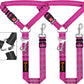 Removable Dog Seat Belt Harness for Car, 3 in 1 Pet Dog Car Seatbelt Leash, Retractable Restraint Secures to Vehicle Headrest & Adjustable Reflective Bungee Dog Seatbelt Tether, Rose