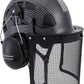 LOHASPRO Forestry Safety Helmet Chainsaw Helmet with Mesh Face Shield and Ear Muffs for Tree Logging Cutting Wood Arborist Helmet (Black Graphite Pattern with Mesh Face Shield+Earmuff)