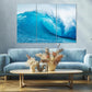 Nature Wall Art Prints - Ocean Forest Mountain Lake Canvas Landscapes - Small to Extra Large Living Room Bedroom Kitchen Bathroom Décor (Blue Ocean Wave, 35L" x 53W" - 3 Panels)