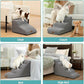 Dog Stairs for Small Dogs 15.7" H, Curved Dog Step for Puppy, Older Cat, Medium Pet Ramp for Sofa, Couch or Chair, Ladder with High Density Foam, 15.7x22.4x15.7 inch, 3 Step, Light Grey