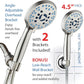 Hotel Spa AquaCare High Pressure 8-mode Handheld Shower Head, Anti-clog Nozzles, Built-in Power Wash to Clean Tub, Tile & Pets, Extra Long 6 ft. Stainless Steel Hose, Wall & Overhead Brackets