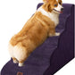 EHEYCIGA Curved Dog Stairs Ramp for High Beds 22.6" H, 5-Step Dog Steps for Small Dogs and Cats, Pet Stairs for High Bed Climbing, Non-Slip Balanced Pet Step Indoor, Purple