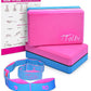 Yoga Blocks 2 Pack Set with Dance Stretch Band & Guide: Non-Slip EVA Foam Block - Ideal Stretching Equipment for Home Workouts, Pilates, Dance, Ballet, Gymnastics, Exercise - Stretch Strap Stuff Props