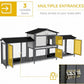 PawHut 90.5" Wooden Rabbit Hutch Bunny Cage Pet Playpen House Enclosure with Double Side Run Boxes, No Leak Tray, Ramp, for Guinea Pig and Small Animals, Light Gray