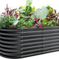 Land Guard 24“ Tall Galvanized Raised Garden Bed Kit, Galvanized Planter Garden Boxes Outdoor, Oval Large Metal Raised Garden Bed for Vegetables (Dark Gray, 4×2×2ft)
