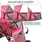 MoNiBloom 4 Wheels Pet Stroller, Easy-Fold Umbrella Shaped Dog Cat Jogger Stroller w/Storage Bag & Visible Mesh for Small/Medium Dogs Cats Hot Pink Polka Dots