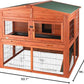 TRIXIE natura Outdoor Deluxe Rabbit Hutch with Run - Large 2-Story Rabbit Cage with Non-Slip Ramp - Elevated Small Animal House with Secure Playpen, Hinged Roof & Two Pull-Out Trays - in Natural