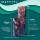 Oceanfoam Tidal Roller - Red, Dark Navy & Natural Marbled - Muscle Massage Foam Roller for Back Pain & Stretching - Firm & Ergonomic Wide Wave Textured - Yoga, Athletics, Wellness - Full Size 20" x 5"