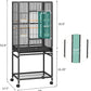 YITAHOME 53.9 inches Metal Bird Cage for Parakeets: Large Parrot Cages with Seed Catcher & Birdcage Cover with Rolling Stand & Brakes for Lovebirds Cockatiels Pigeon Finches, Black