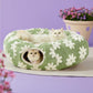 Lesure Cat Tunnel Bed for Indoor Cats - Cute Cat Donut Tunnel Toys for Small Large Cats with Washable Circle Cushion, Round Pet Peekaboo Cave Toy for Kitten/Puppy/Rabbit, Standard Green