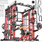 Smith Machine with Cable Crossover System, Multi-Function Power Cage Squat Rack for Home Gym, Power Rack and Packages Weight Sets.