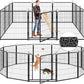 Dog Playpen Outdoor Extra Wide 12 Panels Heavy Duty Anti-Rust Coating-Strengthened Dog Fence 40" Height with Doors Portable for RV Camping Yard, Total 32FT, 79 Sq.ft, Snowy Black
