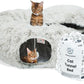 Large Cat Tunnel Bed for Indoor Cats Warm Fluffy Plush Cat Cave Tunnel Bed Collapsible, Washable, 3 Way and Multifunctional with Dangling Balls for Cats, Kittens and Rabbits- Brown