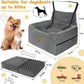 Dog Car Seat for Medium/Large Dog Booster Seat Under 60 lbs or 2 Small Dogs, Multi-Functional Pet Car Seat with Thick Cushion, 2 Safety Leashes (Gray)