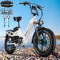 W Wallke H7 AWD Dual Motor Electric Bike for Adult, 48V 60Ah/40Ah Removable Battery, Long Range 32-34MPH Fast Ebike, 20" Fat Tire Mountain Offroad All Terrain Full Suspension E-Bicycle, UL2849 List
