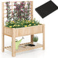Giantex Raised Garden Bed with Trellis, Wooden Elevated Planter Box with Legs, Drainage Holes for Climbing Plants Vines Vegetables Flowers Herbs, Outdoor Horticulture Planter for Patio Yard