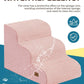 Dog Step for Bed, Dog Stair 3-Step 35D Pet Stair 15.7" H for High Bed or Sofa Non-Slip Balanced Pet Step Indoor, Pink
