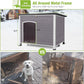 GUTINNEEN Large Insulated Dog House for Winter Outdoor Dog Kennel with Anti-Chewing Metal Frame for Medium to Large Dogs,Grey and White