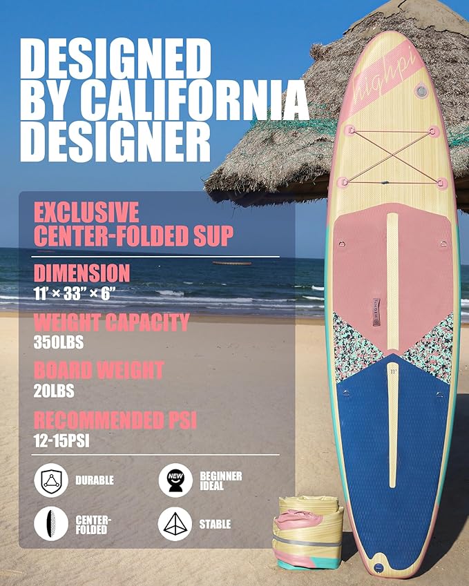 Highpi Inflatable Stand Up Paddle Board for Youth and Adults – Wide Sup with Premium Accessories, Blow Up Paddleboard for Surfing, Fishing, Yoga & More