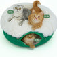 CATTASAURUS Peekaboo Cat Cave for Multiple & Large Cats Up to 30-45 Lbs, Fluffy Cat Beds & Furniture, Scratch Detachable & Washable Tunnel Bed, Comfy Donut Bed (Forest Green, Large (Calming))