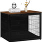 DWANTON Dog Crate Furniture with Cushion, Wooden Kennel Table with Double Doors, Indoor Dog House, Extra Large Size, 43.3" L, Black+Rustic Brown