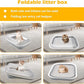 Open Cat Bedpan with Spoon,Shallow Splash Proof Travel Litter Box with Sand Drop Pedal High Side Low Entrance Cat Toilet Semi-Enclosed Adjustable for Kittens Elderly Cats Disabled Cats(Gray)
