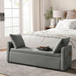 HULALA HOME Modern Storage Ottoman Bench with Throw Pillows, 59" Extra Long End of Bed Bench with Storage Pocket, Comfy Upholstered Footstool for Bedroom Entryway Living Room, Charcoal