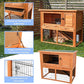 TRIXIE natura Outdoor Rabbit Hutch with Run - 2-Story Rabbit Cage with Non-Slip Ramp - Large Elevated Small Animal House with Secure Playpen, Hinged Roof & Pull-Out Tray - in Brown