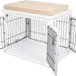 INTERNET'S BEST Decorative Dog Kennel with Pet Bed, Small Pet House, Double Door Indoor Crate, Engineered Wood & Wire Furniture, Side Table & Nightstand, Fits Small Dogs - White