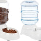 Amazon Basics Automatic Dog Cat Water Dispenser Gravity Feeder Set, Pack of 2, Small, 6-Pound Food Capacity, 1-Gallon, Gray