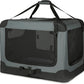 Amazon Basics 4-Doors Portable Soft-Sided Folding Travel Crate Kennel for cat, Dog, and Other Small Animals, Grey, M 30" x 21" x 21"