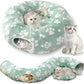 Cat Tunnel for Indoor Cats, Cute Peekaboo Cave with Dangling Balls, Pet Donut Tunnel Bed with Circle Mat for Puppy Kitten Rabbit, Green
