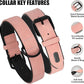 Didog Soft Padded PU Leather Dog Collar, Breathable and Adjustable Pink Dog Collars for Small Dogs, Comfortable for Daily Walk, Pink, M Fit Neck 12-15"(13-22 lbs)