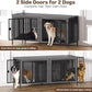EasyCom 78 Inch Dog Cage Furniture for 2 Pets with Divider, XXL Wooden Double Dog Crate Furniture TV Stand for Mideum and Large Breed, Durable and Sturdy