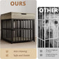 IRONCK Dog Crate Furniture for Small Dogs, Wooden Dog Kennel with Flip Top Drawer, Indoor Pet Crate End Table with Charging Station, Steel-Tube Dog Cage, Gray