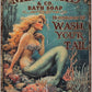 Retro Mermaid Tin Sign Wash Your Tail Vintage Metal Poster Funny Bath Soap Wall Art Toilet Bathroom Man Cave Bar Cafe Indoor Living Room Garage 12 * 16inch