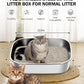 Stainless Steel Sifting Litter Box with Lid, Metal Litter Pan with Scoop for Big Cats Multi Cat, Extra Large Cats Litterbox Odor Control Easy Clean