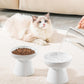 vancasso Ceramic Elevated Cat Bowls 2-Pack - 6.2" Extra Wide Raised Cat Food & Water Dishes, 5.1" Optimal Height Anti-Whisker Fatigue Shallow Bowls for Cats/Kittens/Dogs, Lead & Cadmium Free (White)