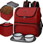 BAGLHER Pet Travel Bag, Double-Layer Pet Supplies Backpack (for All Pet Travel Supplies), Pet Travel Backpack with 2 Silicone Collapsible Bowls and 2 Food Baskets Red
