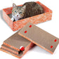 Cat Scrather Box with 4 pcs Large Scratching Cardboard and Toy Ball, Catnip, 4 in 1 Large Refillable & Reversible Cat Scratcher Pad, Cardboard Cat Bed for Big Medium Small Lazy Kitty