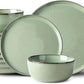 GBHOME Ceramic Dinnerware Sets for 6, 18 Pieces Stoneware Plates and Bowls Sets, Scratch Resistant Dishes, Dishwasher & Microwave Safe-Pastel Green