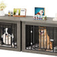YITAHOME 76 Inch Double Dog Crate Furniture, XXL Dog Crate Furniture for 2 Dogs, Side End Table, Waterproof Top, Safety Corners, 2-in-1 Iron-Wood Fusion Dog Kennel Furniture for 2 Large Dogs,Greige